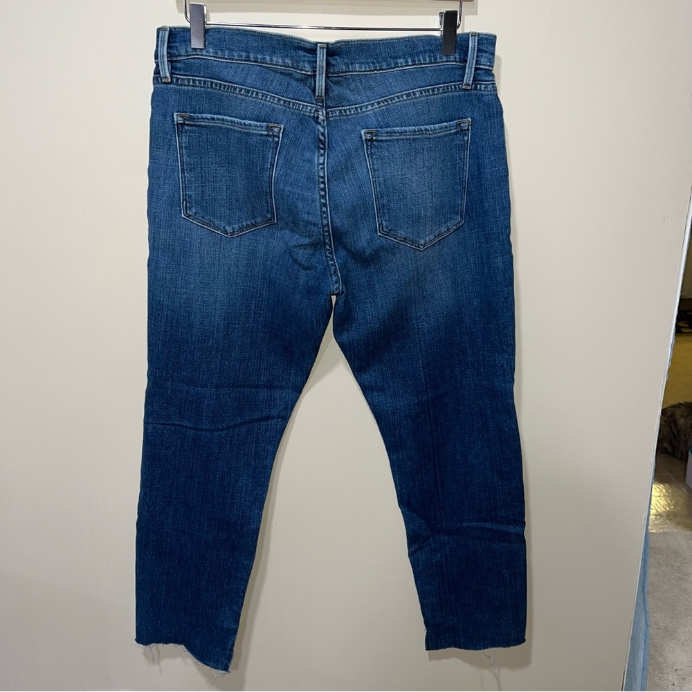 Frame Denim Raw Hem Cropped Dark Blue Jeans - Picture 4 of 9